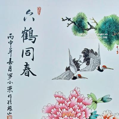 TRANH SỨ KHUNG GỖ – PHÚ QUÝ NGHÊNH XUÂN